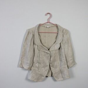 Maje Metallic Cream Cropped Blazer